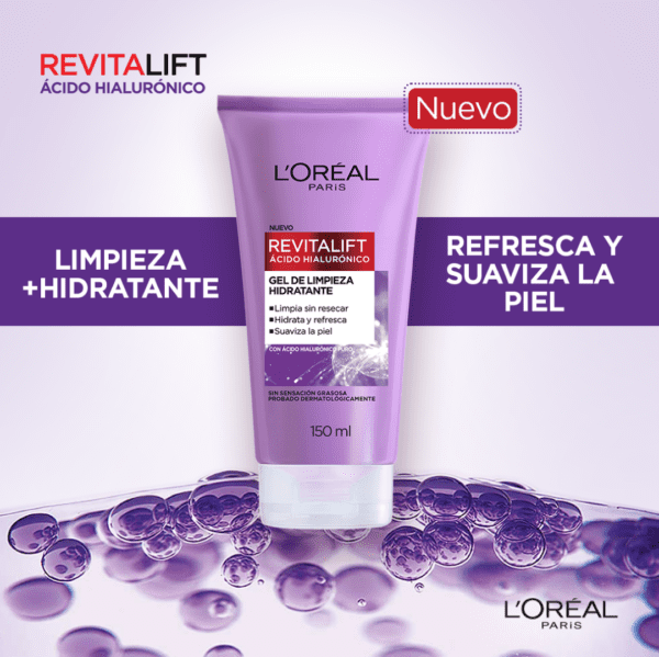 Gel Limpiador L'Oréal Paris Hidratante Revitalift Ácido Hialurónico 150ml - Imagen 3