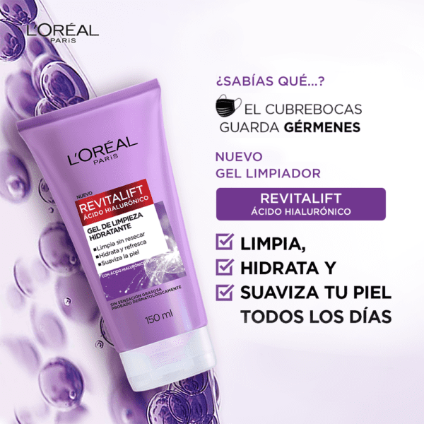 Gel Limpiador L'Oréal Paris Hidratante Revitalift Ácido Hialurónico 150ml - Imagen 2