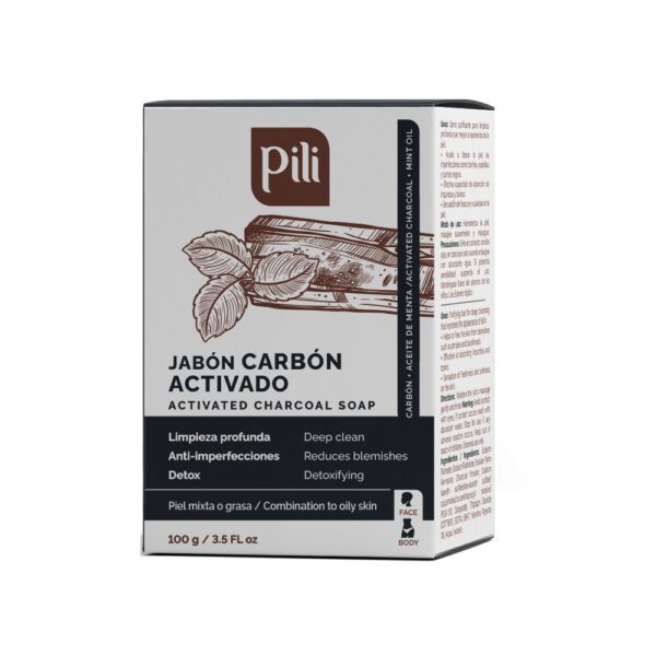 Jabón de Carbón Activado Carbón y Menta Pili 100g