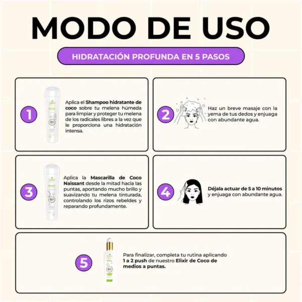 Shampoo Naissant Hidratante de Coco 300ml - Imagen 4