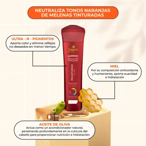 Mascarilla Naissant Matizante Rojo Fuego 300ml - Imagen 3