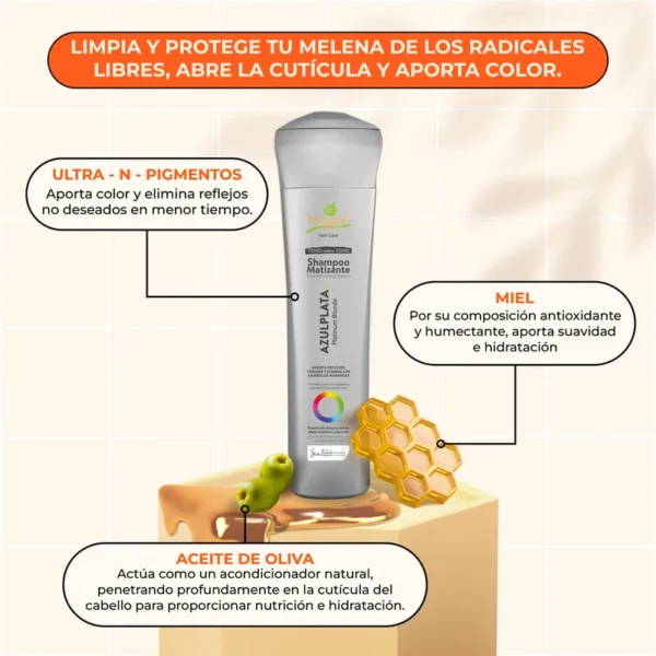 Shampoo Naissant Matizante Azul Plata 300ml - Imagen 3