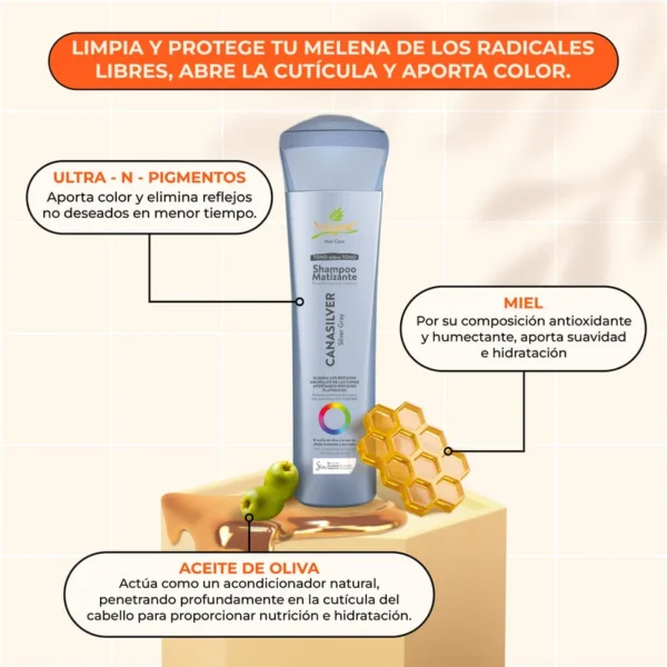Shampoo Naissant Matizante Canas Silver 300ml - Imagen 3