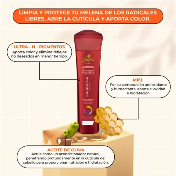 Shampoo Naissant Matizante Rojo Fuego 300ml - Imagen 3