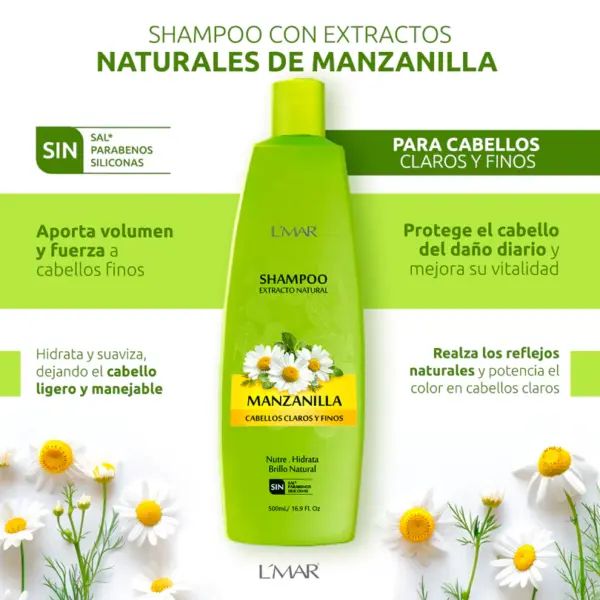 Shampoo L'mar Manzanilla Cabello Claro 500ml - Imagen 2